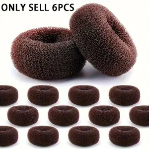 6pcs Hair Donut Bun Maker - Elastic Hair Bobby Pins for Quick Voluminous Buns, Secure Hold Hair Rings for Women & Men, Styling for Casual & Formal Events, Salon Styling Tool, Textured Surface, Hair Accessories, Hair Styling Tools, Heatless Styling Tools