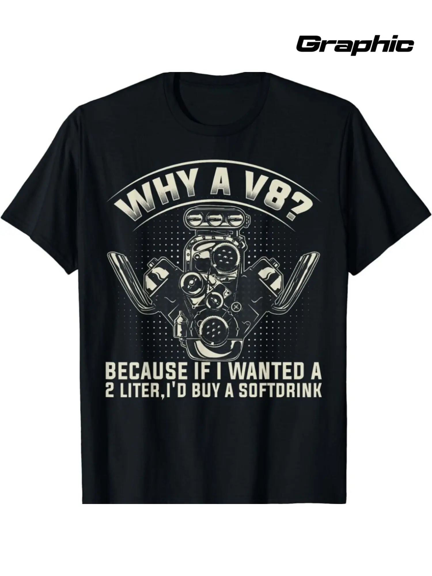 V8 Mechanic-Themed Men's T-Shirt - _Why A V8__ Gra unisex soft cotton short sleeve t shirt, vintage graphic casual tee for men women teens, perfect birthday holiday gift for camping travel gym daily street casual wear