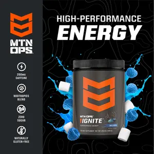 IGNITE Energy Drink Mix - Clean, Healthy Caffeine Alternative w/ Brain Blend Nootropics to Boost Cognitive Function. Sugar-Free, Gluten-Free, Powered by L-Arginine & L-Citrulline