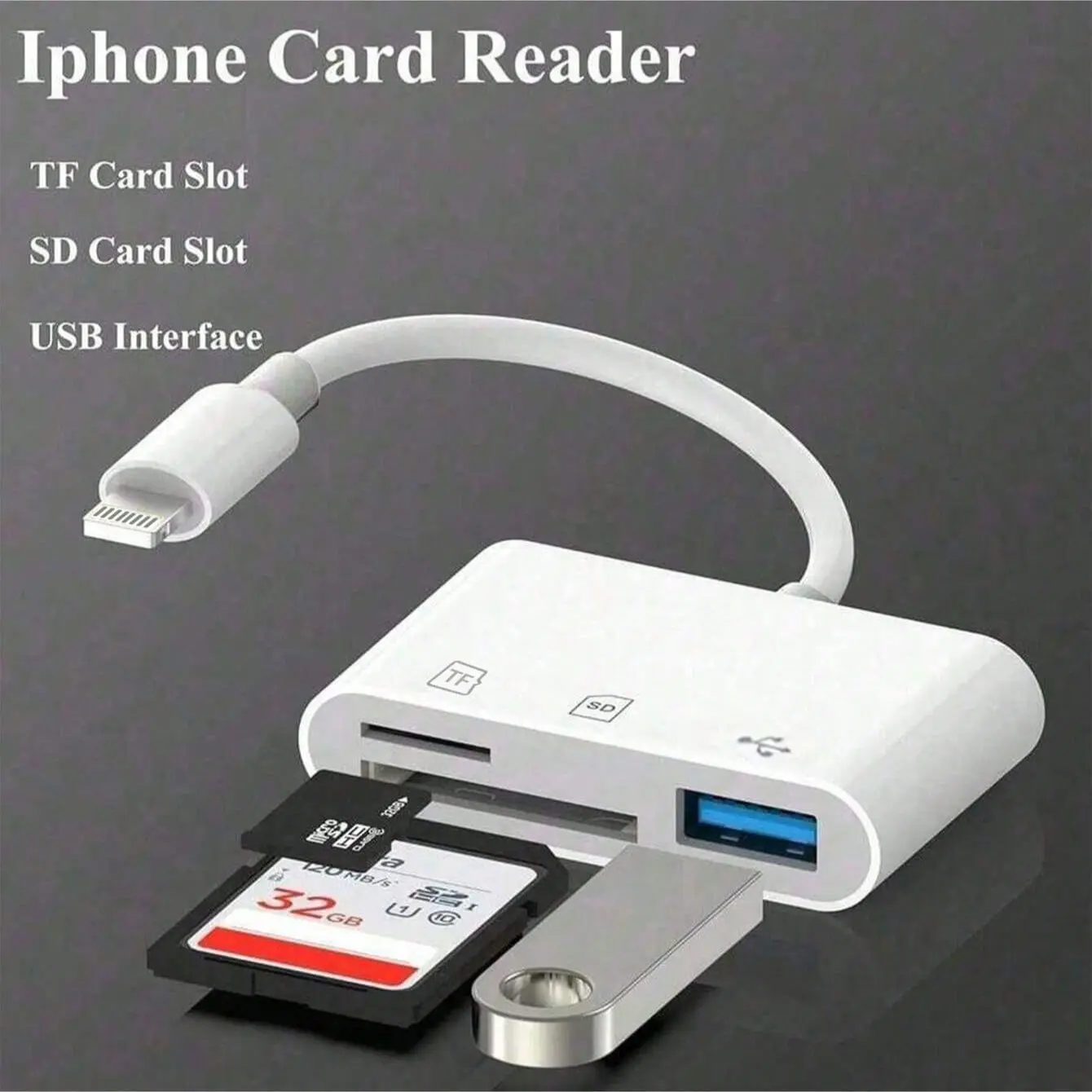 USB Three-In-One SD Card Reader Adapter, Type-C Interface, Supports SD and TF Cards, Portable Micro SD Reader, Plug-And-Play, for iPhone iPad, Memory Card Reader, Microsd Card Reader