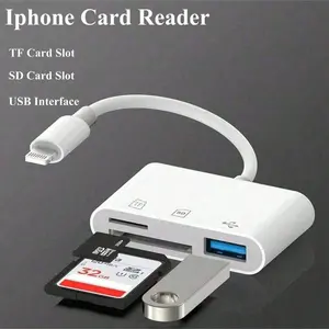 USB Three-In-One SD Card Reader Adapter, Type-C Interface, Supports SD and TF Cards, Portable Micro SD Reader, Plug-And-Play, for iPhone iPad, Memory Card Reader, Microsd Card Reader
