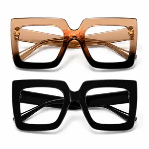 Oversized Square Blue Light Reading Glasses for Women & Men, HD Clear Lens Computer Readers, Lightweight Fashion Eyeglasses for Screen, Work & Daily Use