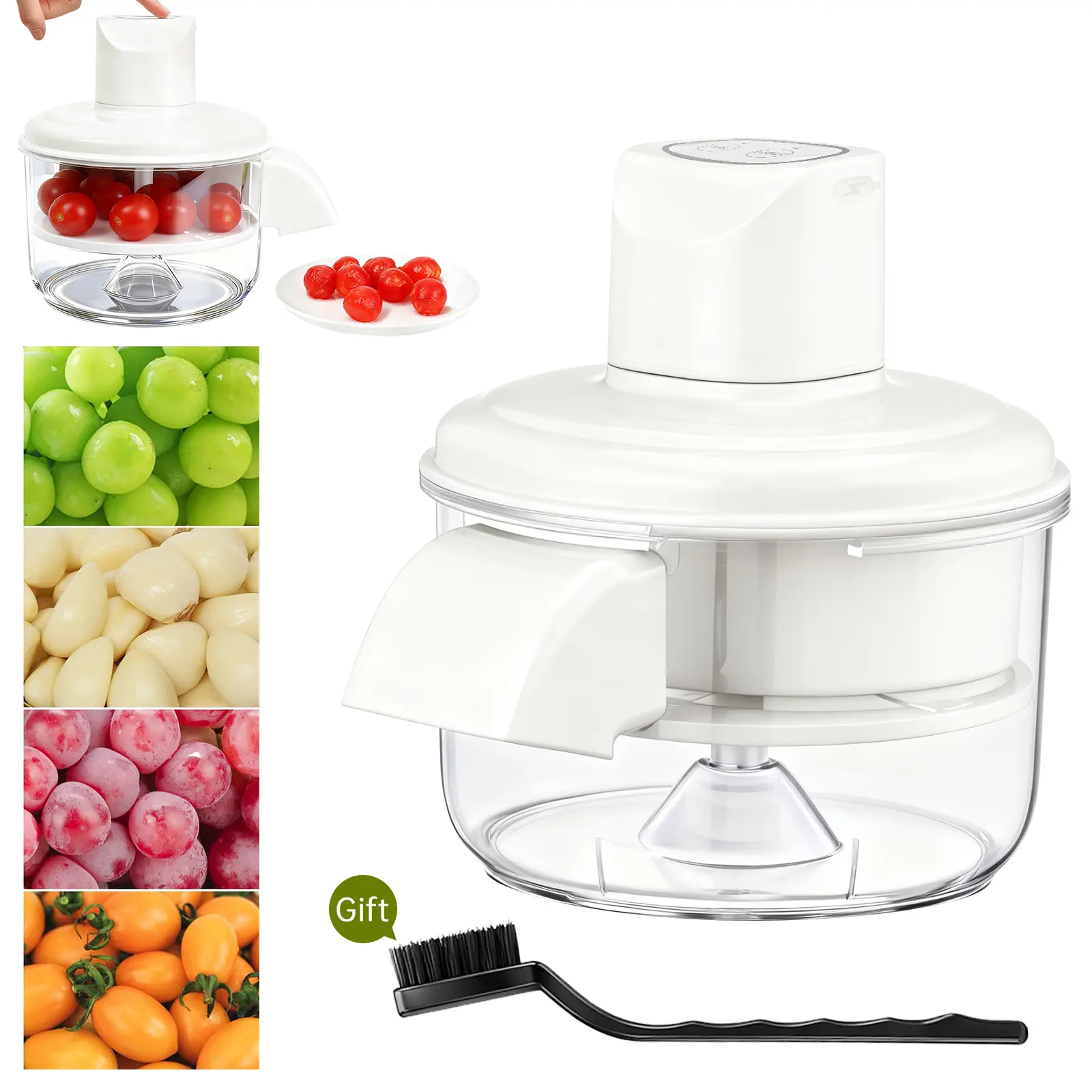 Automatic Peeling Machine, Electric Fruit & Garlic Peeler with Stainless Steel Blade, Type-C Rechargeable Kitchen Gadget for Grapes, Tomatoes, and Garlic