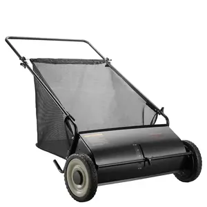 Push Lawn Sweeper 26-Inch Wide Cleaning Path for Leaves and Grass, Large 7 ft³ Mesh Collection Bag, Heavy-Duty Steel Frame with Thickened Durable Construction, Four Spinning Brushes, Strong Rubber Wheels, Ideal for Yard Cleanup