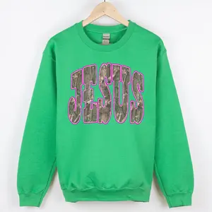 Camo Jesus, Faith, Gospel, Country, Christian, Camouflage Sweatshirt