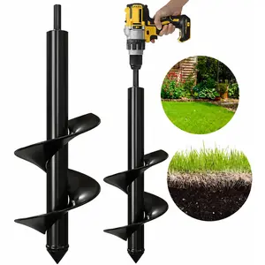 Auger Drill Bit for Planting 1.6 x 9 Inch & 1.6 x 18 Inch & 1.8 x 15 Inch & 3 x 12 Inch & 3 x 24 Inch & 4 x 12 Inch （optional） – Garden Spiral Hole and Bulb Planter Tool for Umbrella Holes - Compatible with 3/8 Inch Hex Drive