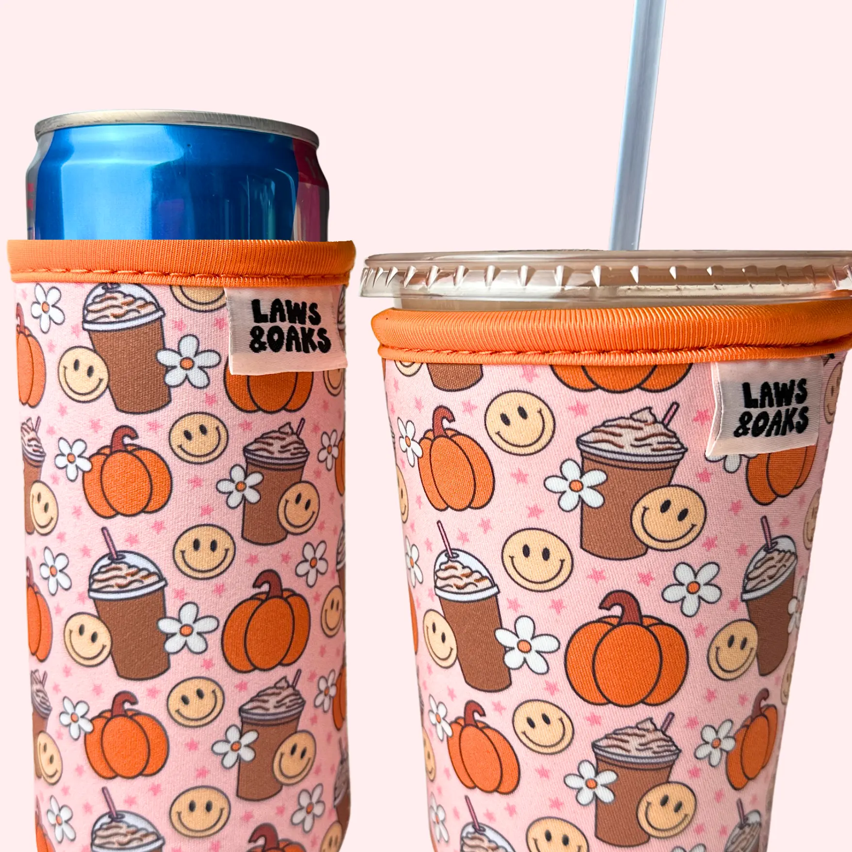 Pumpkin Spice Drink Sleeve: Reusable 16-32oz Coffee Sleeve, Slim 12oz Energy Drink Sleeve, Koozie