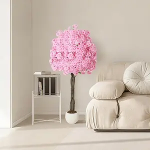 Realistic Artificial Cherry Blossom Tree – 5Ft Pink Silk Flowering Tree with Natural Wood Trunk & Decorative Planter​ – Perfect for Home, Office, Indoor & Outdoor Décor, Easy-Care Faux Blossom