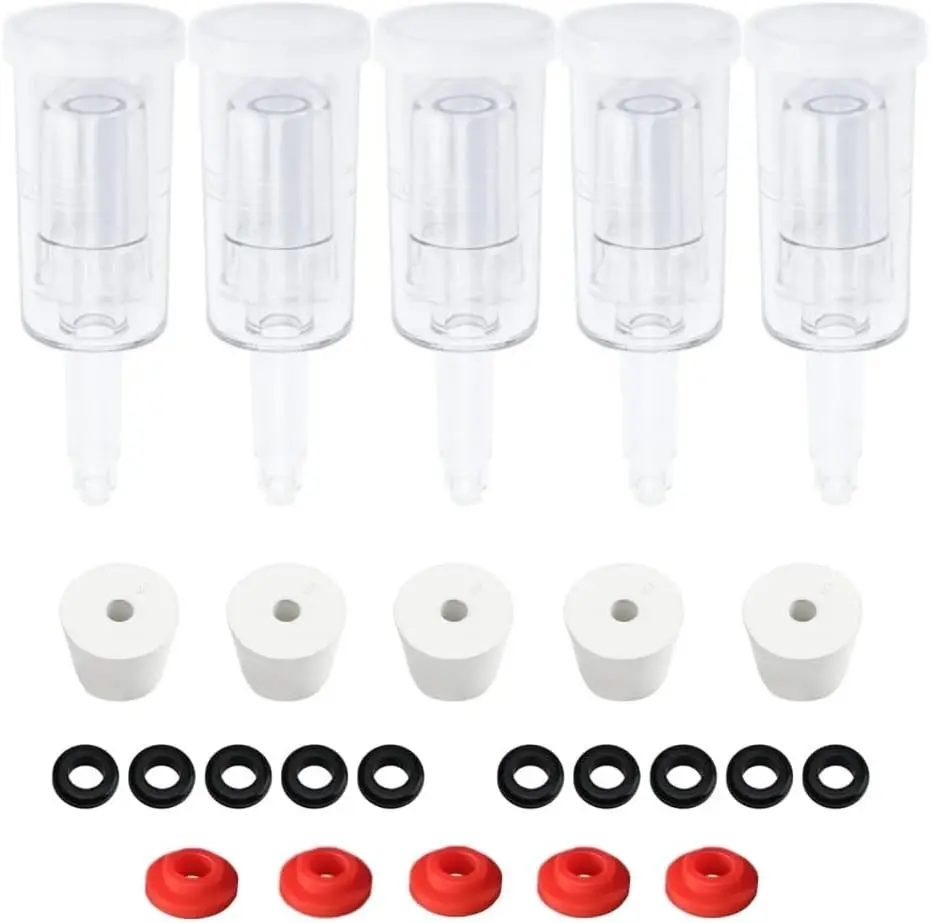 3-Piece Airlock 5-Pack with 5PCS #6 Stoppers, 5pcs Silicone Loops & 10PCS Grommets – Complete Fermentation Kit for Home Brewing Beer, Wine, Kombucha, Sauerkraut, Kimchi & More