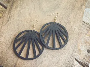 Beautiful Black Wooden Laser Cut Earrings