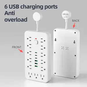Multi-Functional Power Strip, & Options, LED Control Switch, Overload Protection, Multiple USB Ports, Wall Plug Design
