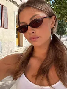 Women's Vintage Oval Frame Sunglasses, Classic Oval Sunglasses, Trendy Casual Sunglasses for Everyday Use, Fashion Accessories for Outdoor Activities