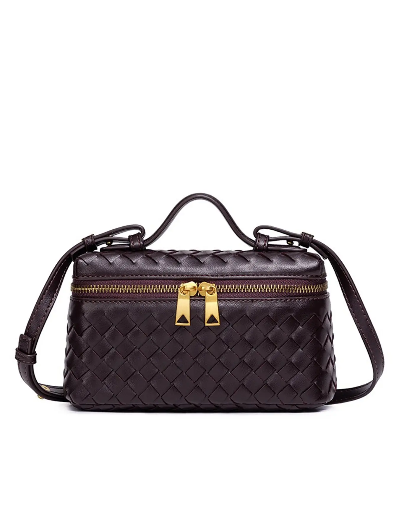 Fashionable Handwoven Lunch Box Bag, Zipper Lunch Bag, Lunch Handbag, Single Shoulder Crossbody Bag, Trendy Messenger Bag, Stylish Daily Use Accessory, Handheld