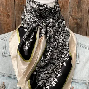 Rodeo Drive 35"x35" Black & Cream Paisley Wild Rag