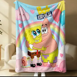 SpongeBob SquarePants printed pattern blanket, suitable for all seasons, suitable for beds, sofas, cars, room decorations, and gifts, suitable for children or adults