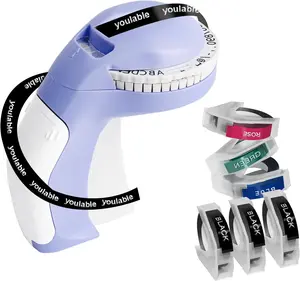 Embossing Label Maker,Omega S Vintage Embossed Label Maker Machine, Old School Label Printer, Protable Handheld Retro Embosser Labeler with 6 Rolls 3D Embossing Label for Home School Kitchen and DIY