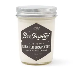Bee Inspired Ruby Red Grapefruit Candle - 100% Hand-Poured Soy Wax with Citrus & Honey Fragrance Oil for Home Aroma & Decor