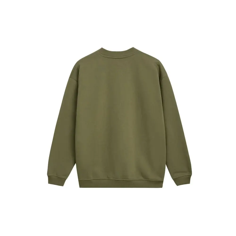 Luxury Blank Stylish Curved-Hem Sweatshirt – Comfortable Olive Green Fashion