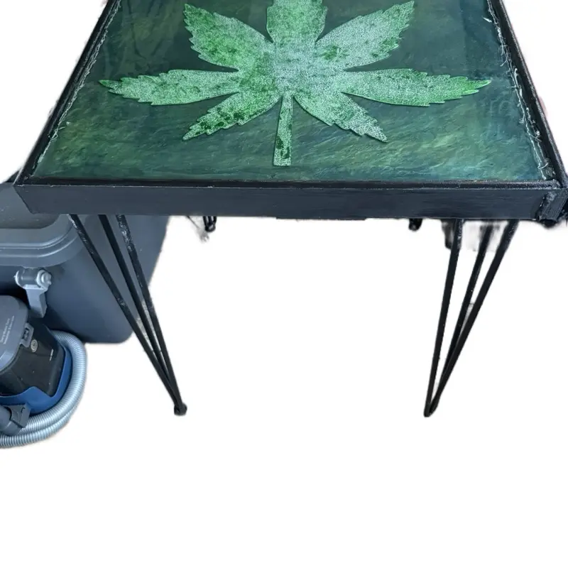 Light Up Cannabis Leaf side Table
