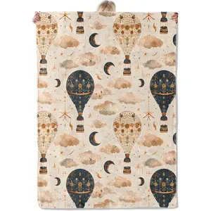 Vintage Hot Air Balloon Throw Blanket Gifts for Women, Soft Fuzzy Warm Cozy Flannel Blankets for Bedroom, Travel, Couch, Home Decor in