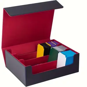 Large Faux Leather Card Box, 1 Count Card Storage Display Case, Collectible Card Storage Box, Home Organizer for Card, Trading Card Organizer, Game Cards, Office Accessories