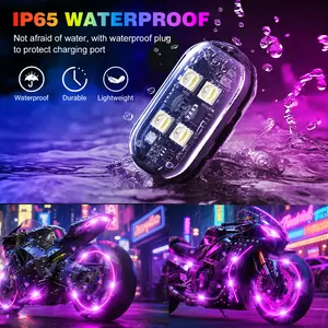 [Wholesale] RGB strobe lights, wireless flashing safety warning lights, multi-functional decorative lights, suitable for bicycles, cars, toys, etc. (includes 4 LED beads). Camping Decoration Waterproof Ambient Lighting