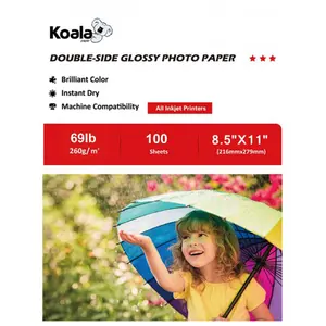 Koala Double-Sided Glossy Photo Paper – 69lb(260gsm), 100 Sheets for Inkjet Printers, For Cake Toppers & Star Cards