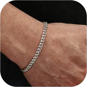 925 Sterling Silver Mens Bracelets Chain Bracelet for Men Cuban Figaro Curb Link Chain Bracelet 19/21cm Mens Jewelry Gifts for Dad Boyfriend Husband Son