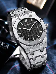 Men's Quartz Watch, Luxury Tiktok Style Design, Durable Watch, Waterproof Luminous Fashion Daily Wear & Outdoor Activities, Analog Dial, Buckle Closure