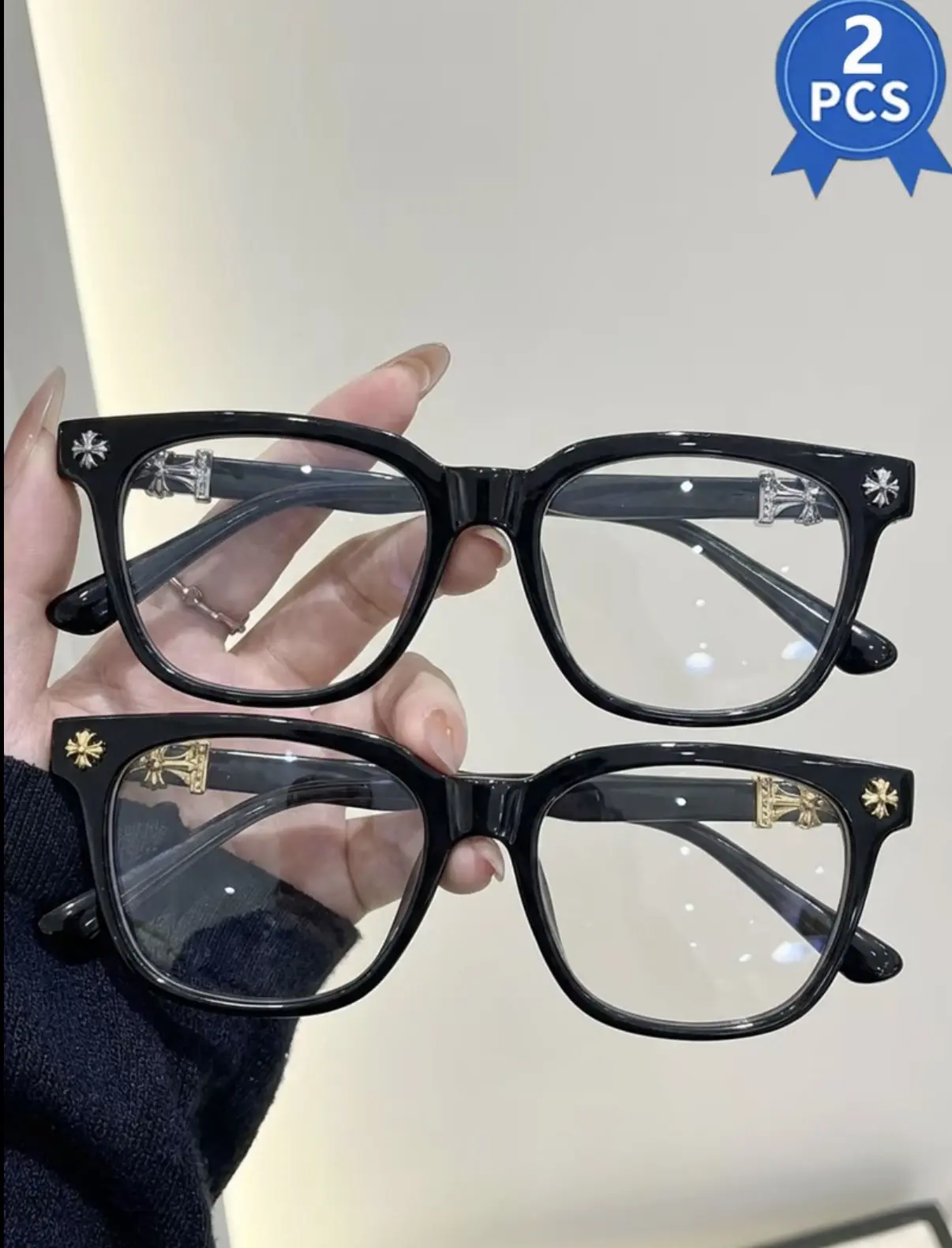 2PCS New Square Frame Eyeglasses, Fashion Glasses, Unisex Stylish Light Luxury Elegant Artsy Business Frames, Available in Multiple Colors, Perfect Gift for Him, Suitable for Daily Wear