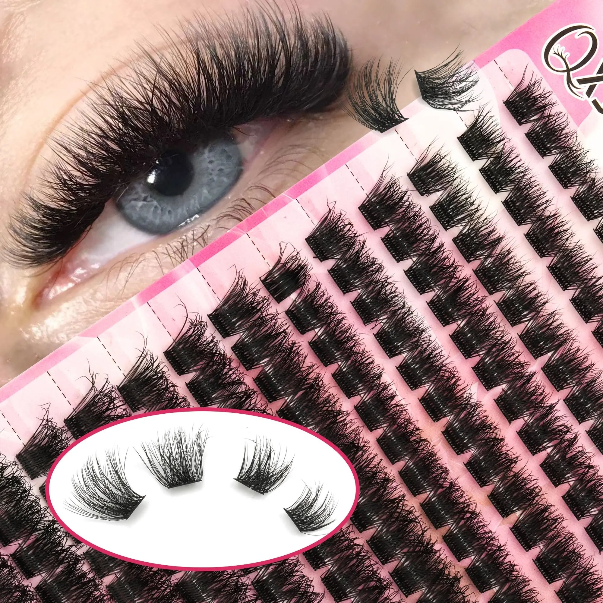 156 Clusters DIY Lash Set, DIY Personal Lashes, Fluffy False Eyelashes, Cosmetic False Lashes, D Curl 8-16mm Fluffy Volume Individual Cluster Lashes, Superfine Band, Reusable Eyelash Extensions, Beginner-Friendly, Travel Essential Makeup