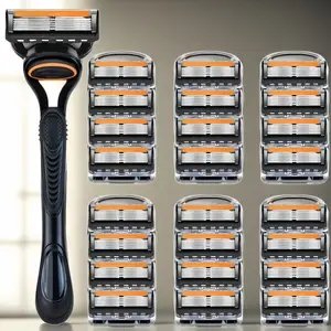 High-Quality Five-Layer Manual Shaver, Stainless Steel 5 Layer Razor Blades, Replaceable Heads, Fully Cleanable, Men's Grooming Tool