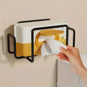 Wall Mounted Paper Towel Dispenser, Tissue Dispenser, Non-drill Adhesive Wet Wipe Holder with Towel Storage Box, Bathroom Supplies for Bathroom, Kitchen & Toilet, Organiser, Bathroom Organization, Bathroom Accessories Organizer