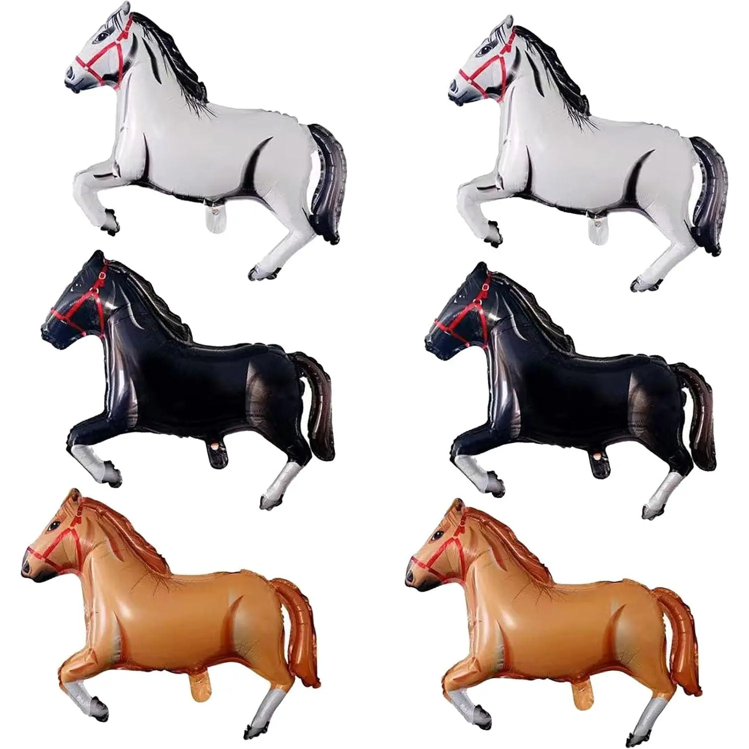 6Pcs Horse Foil Balloon Horse-Shaped Balloons Aluminum Horse Themed Party Balloons For Horse Themed Birthday Decorations Baby Shower Cowboy Party