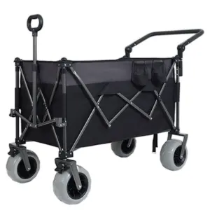 Multi-Functional Push-Pull Folding Wagon Cart with Rotating Handle & 9"x4" Beach Tires for Camping & Beach –300L XL Heavy-Duty, Large Capacity for Transport, Groceries, and Outdoor Use