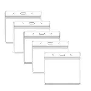 Clear Plastic ID Card Holder, 5 Counts Waterproof Repeatable Sealed Zipper ID Card Holder, Identification Badges & Supplies, Medical Badge Holder for Nurse, Office and School