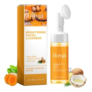 Turmeric Facial Cleanser, Deep Cleansing Facial Wash With Brush, Turmeric Foaming Cleanser for All Skin