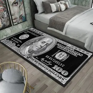 $100 Pattern Non-slip Soft Floor Mat, 1 Count Rectangle Home Decorative Carpet, Fashionable Comfortable Area Rug for Living Room Bedroom Non Slip Rugs
