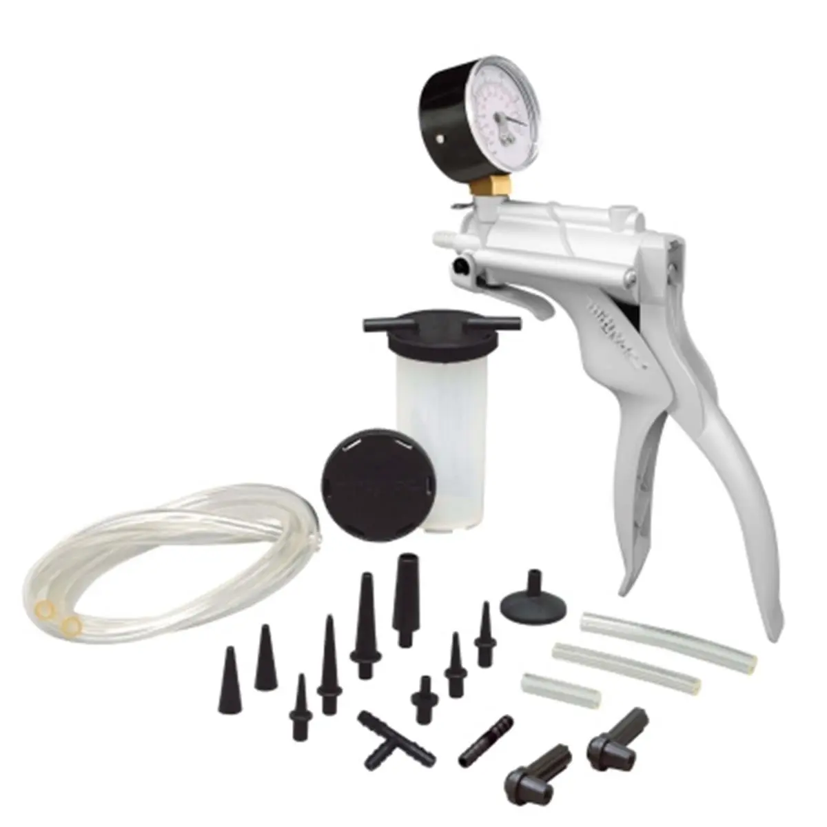 Mityvac MV8000 Selectline Hand Vacuum and Pressure Pump Kit for Automotive Diagnostics & Brake Bleeding, 25 PSI, with 2" Diameter Gauge (0 - 30 in. Hg), Tubing & 4.5 oz Fluid Reservoir Bottle, Vacuum Gauge, Service Pros, For Automotive And Transportation