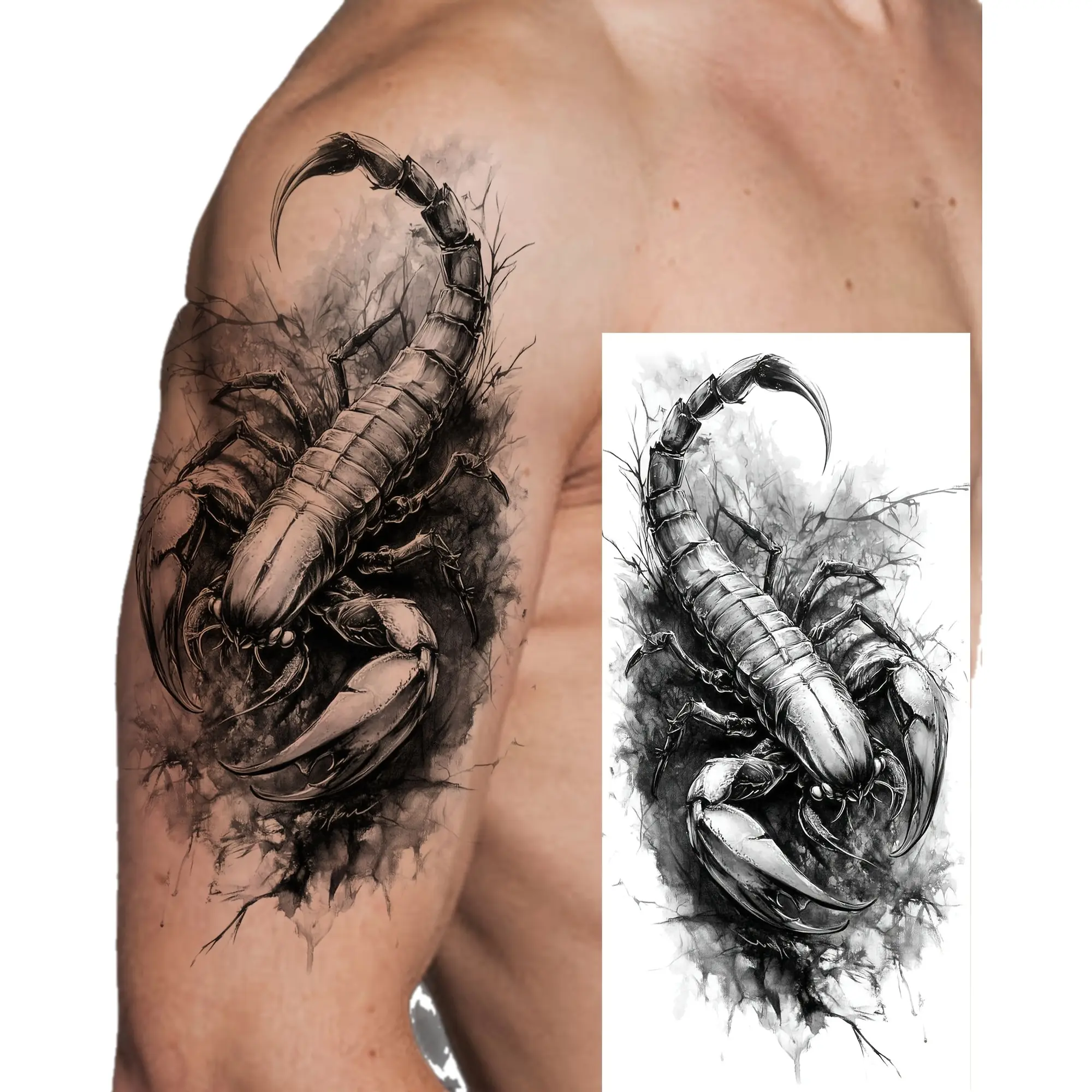6-Pack Realistic Scorpion Temporary Tattoos for Adults - Long-Lasting, Waterproof Body Art Stickers for Arm, Thigh, Multi-Pack Temporary Tattoos for Beauty & Personal Care Makeup