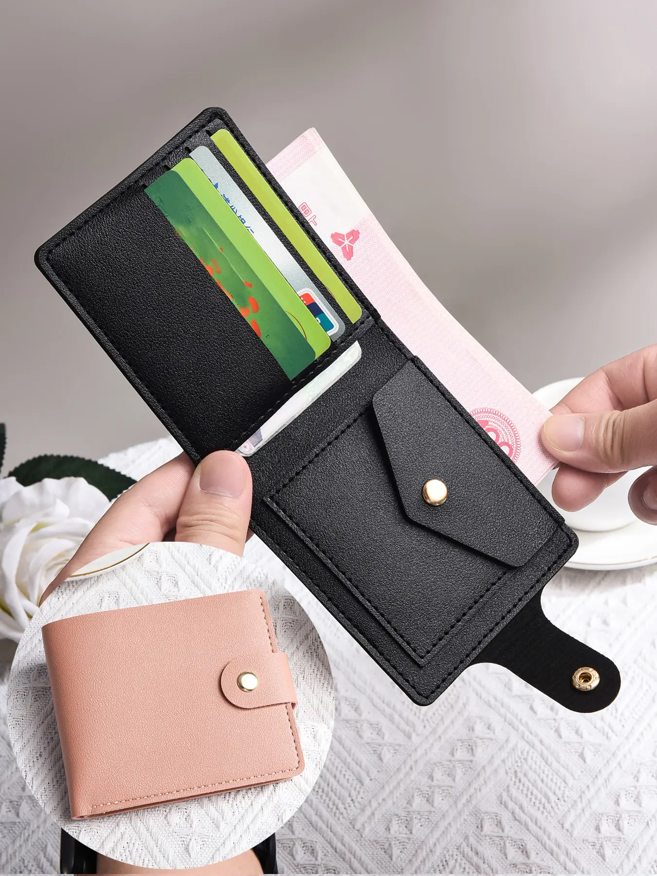 Unisex Wallet, Lightweight Foldable Design, Button Closure, Polyester Lining, Credit Card Holder, Candy Color, Travel & Daily Use, Travel Wallets