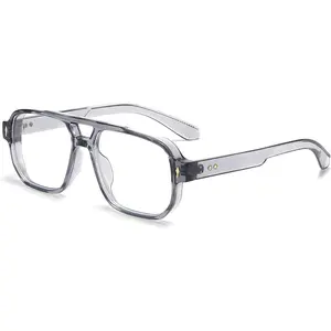 Aviator Blue Light Glasses for Women Men Fashion Thick Square Frame Computer Eyeglasses Anti