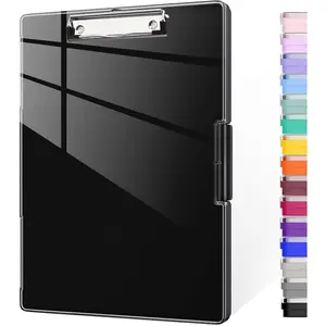 Clipboard with Storage, 8.5x11 Clip Boards with 2 Storage Case and A4 Paper Folder, Clear Dry Erase Top Panel, Heavy Duty Plastic, Folio & Side-Opening, for , Teachers, Lawers, Black