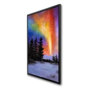 360 Stand 24x48 in. Wonder Northern Lights Aurora Borealis Peaceful Nature Forest Landscape Framed Art, 360-Degree Stand Photo Artwork for Home Decor Decoration Supplies, Wall, Artistic