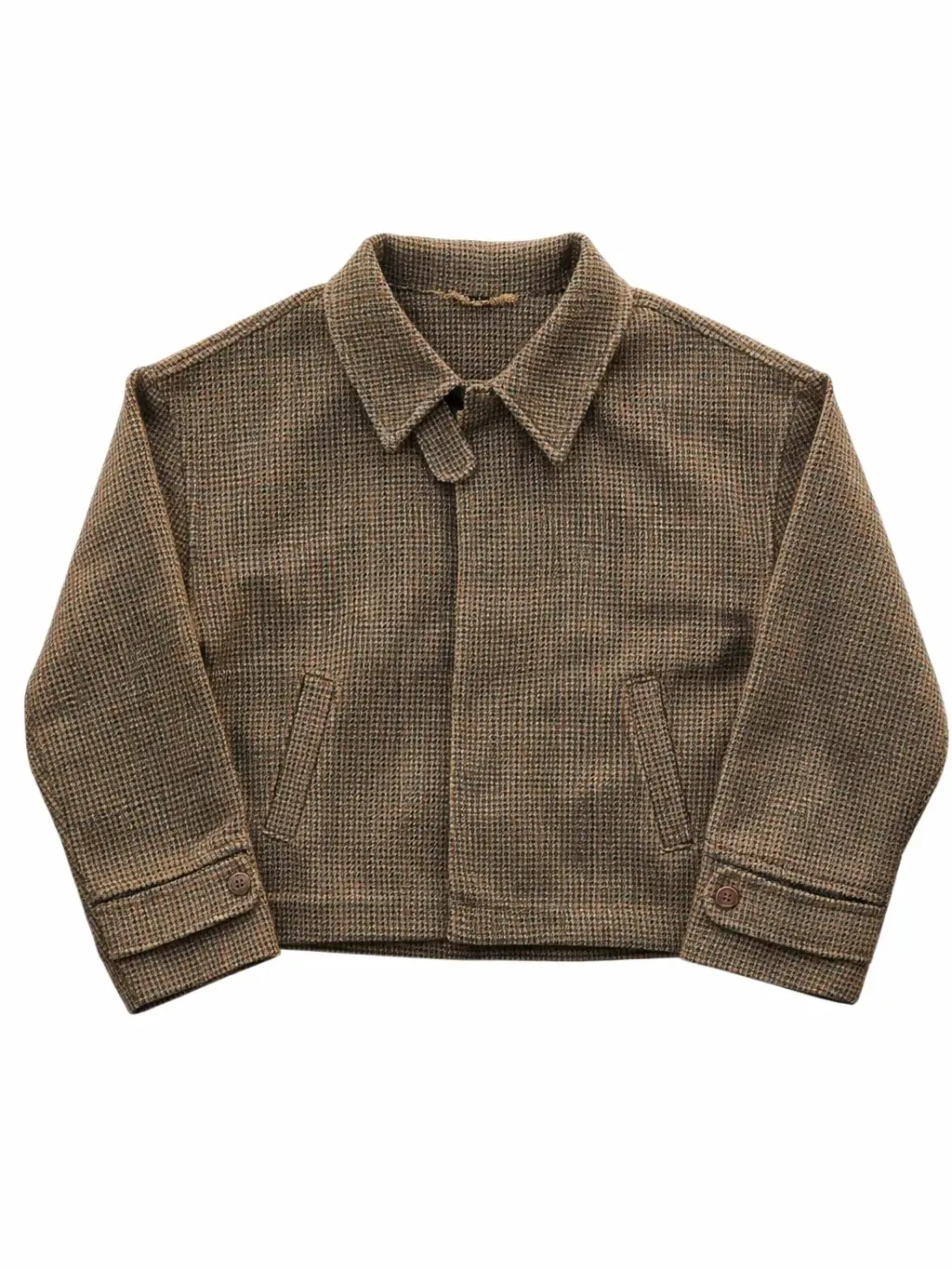 Vintage Brown Tweed Harrington Jacket | Retro Classic Casual Outerwear Menswear Cropped Hoodie Sweatshirts