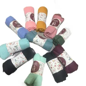 Cotton Blend Crinkle Soft Scarf with Fringed Edges,shawl,travel scarf