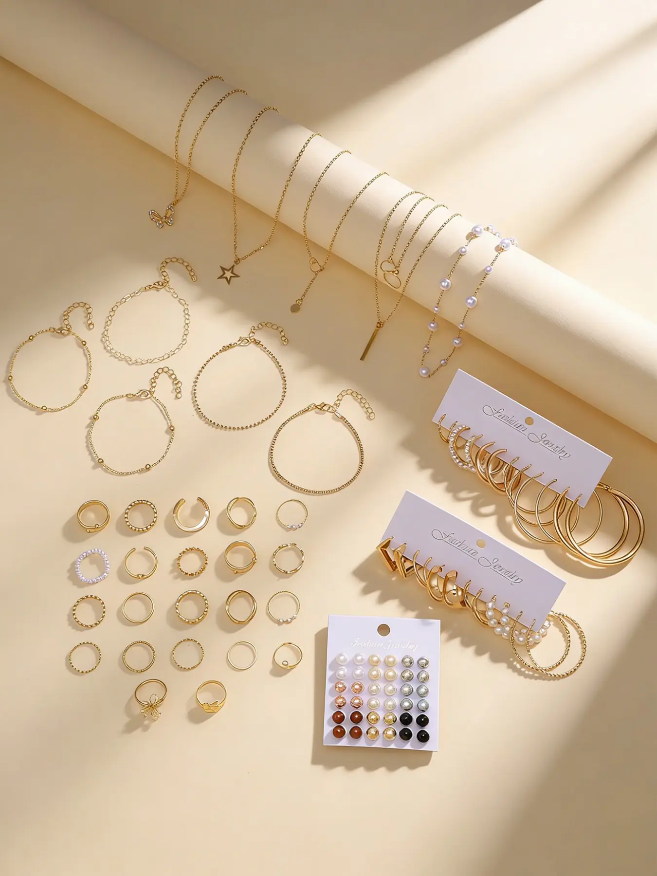 92 Pieces Elegant Classical Metal Jewelry Set, Choker Set, Necklaces Earrings Set, Jewelry Gift Set, Includes Necklace, Earrings, Ring and Bracelet, Perfect for Holidays, Parties and Daily Wear, Fashionable Accessories, Trendy Jewelry Set