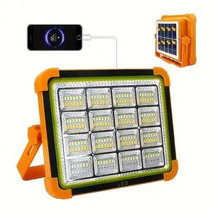 LED Portable Solar Work Light, 4800mAh Rechargeable Emergency Worklight with 5 Light Modes Flood Light for Power Failure, Car Repair, Camping, Construction Job Site