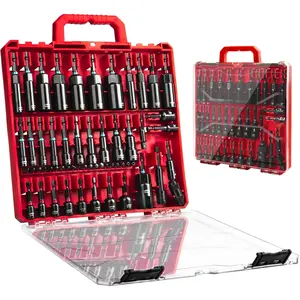Impact Nut Driver Set, 55 count 1/4 socket set with Deep Driver Bit Sets Includes Bit Extension, Pivoting & Wing Nut Setters Compatible with Impact Drills & Deep Drivers