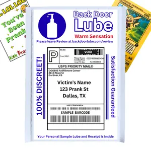 Anonymous Mail Prank: Back Door Lube - Hilarious Prank Mailed Directly to Victim, Family, or Friends - Funny Gift for Birthday, April Fools Day or Fun Gag gift